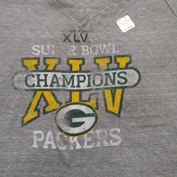 Reebok Green Bay Packers VNeck Superbowl Tee L - Picture 2 of 3